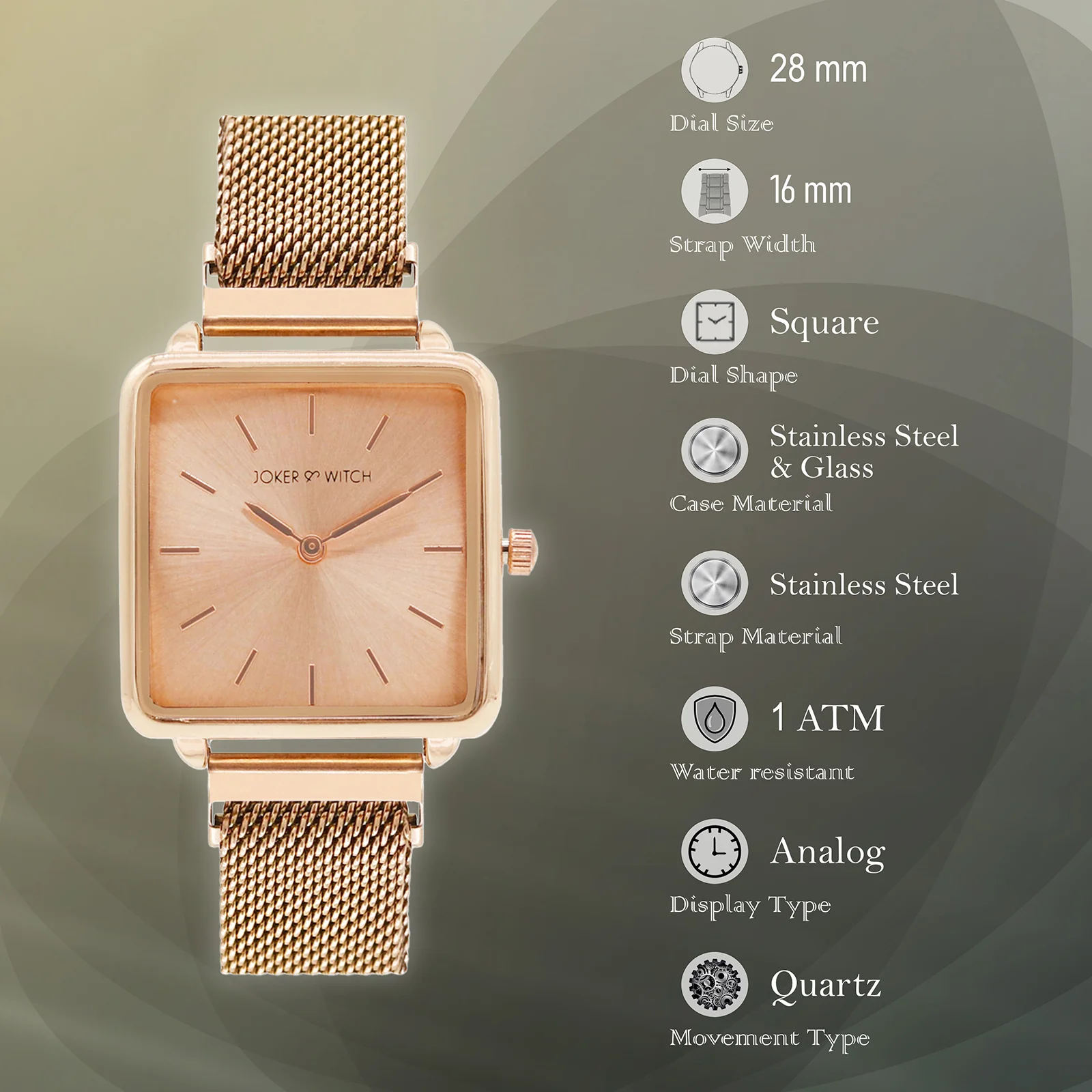 Vintage Rose Gold Small Square Dial Magnetic Strap Women's Watch - Image 9