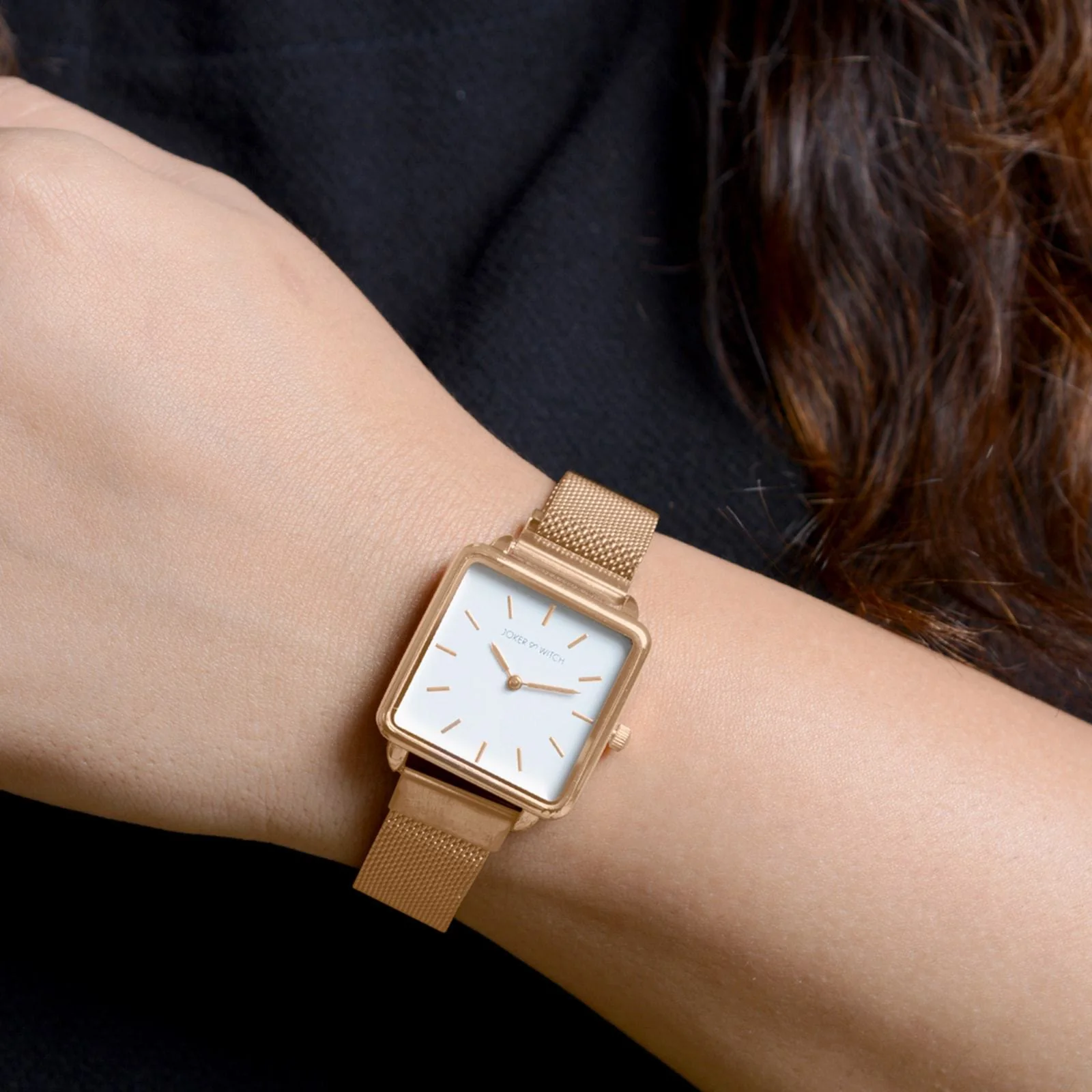 Vintage White Small Square Dial Rose Gold Magnetic Strap Women's Watch - Image 7