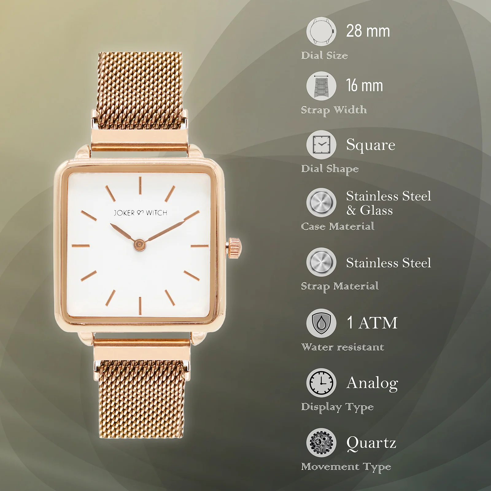 Vintage White Small Square Dial Rose Gold Magnetic Strap Women's Watch - Image 8