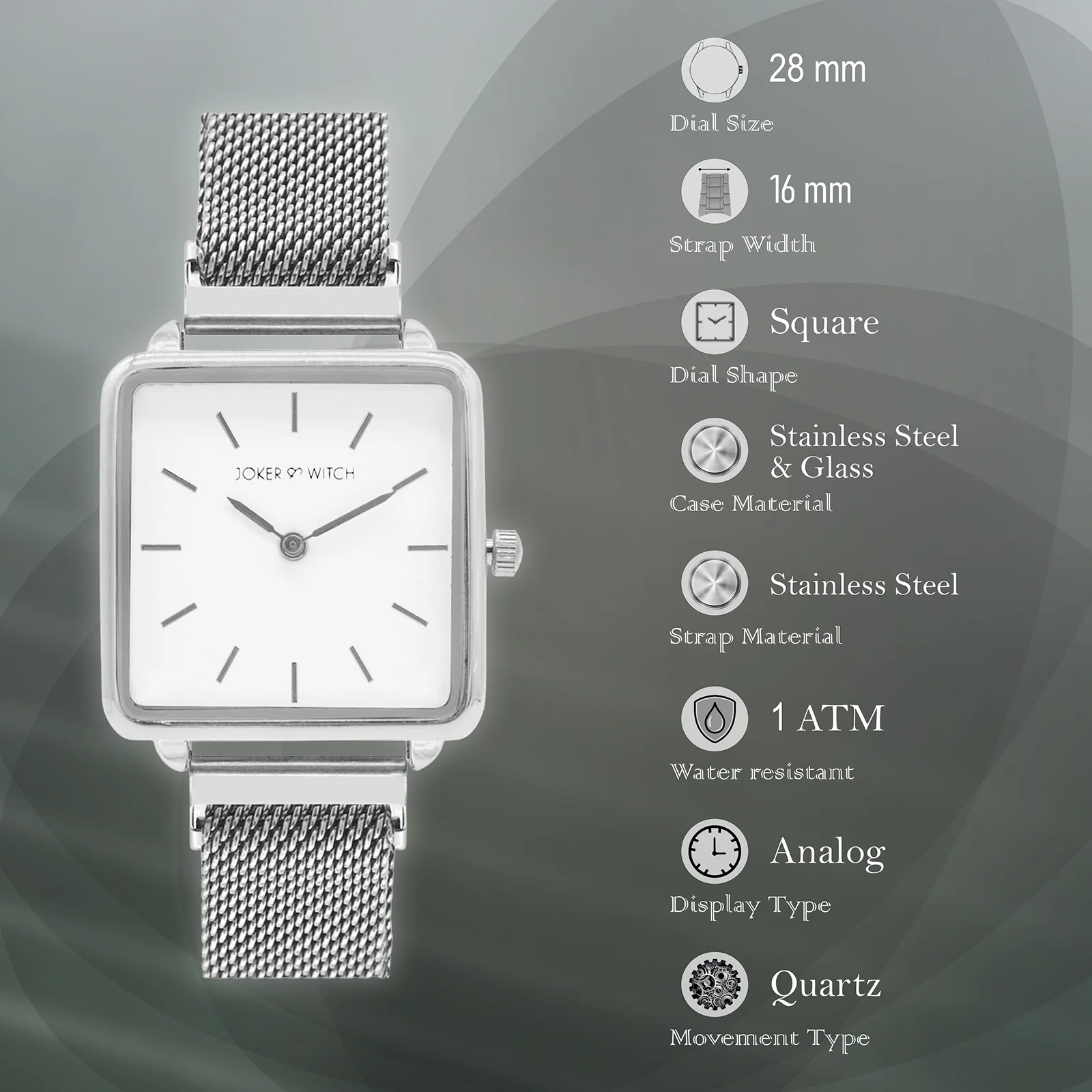 Vintage White Small Square Dial Silver Magnetic Strap Women's Watch - Image 8