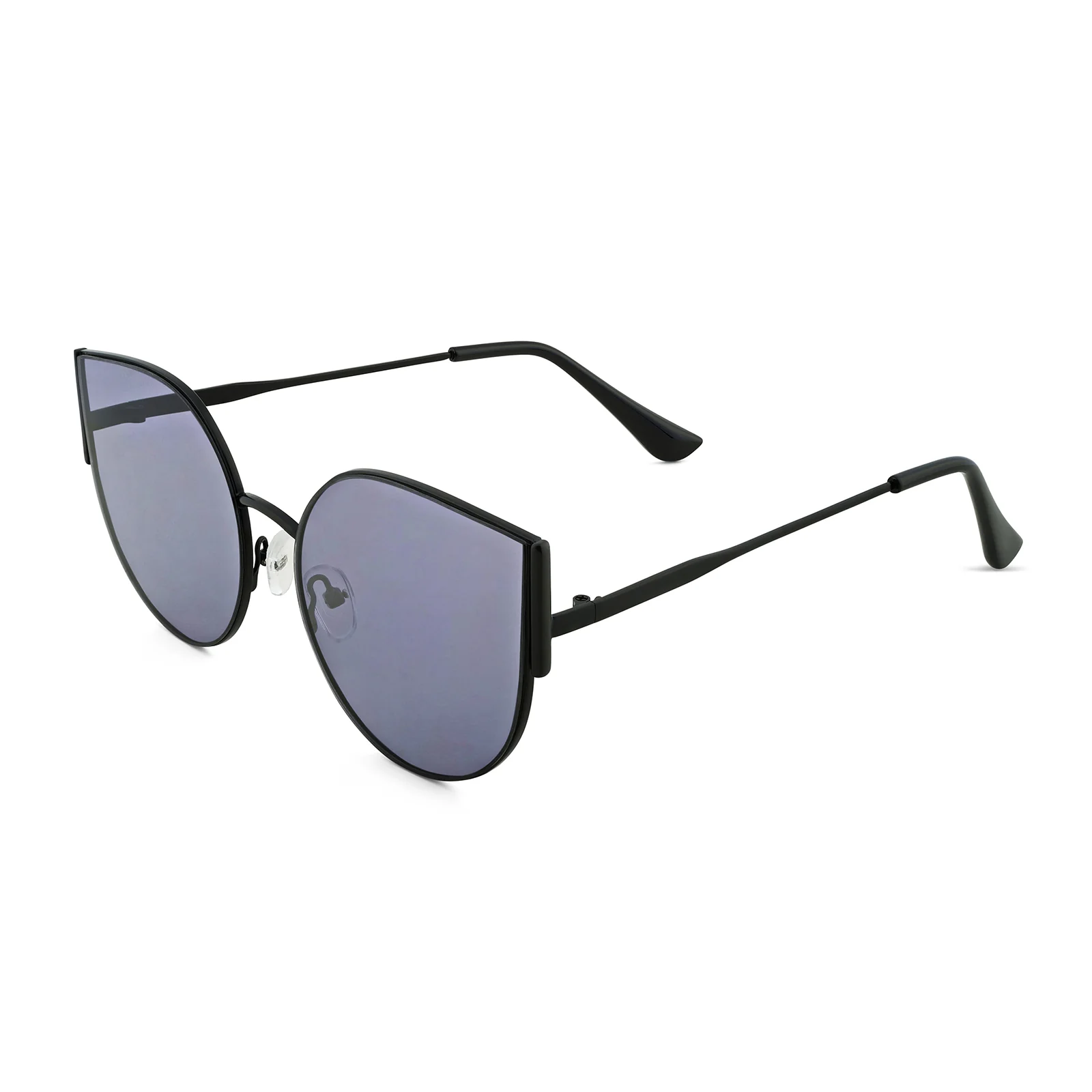 Vixen Round Cateye Sunglasses With Black Frames And Grey Lenses - Image 4