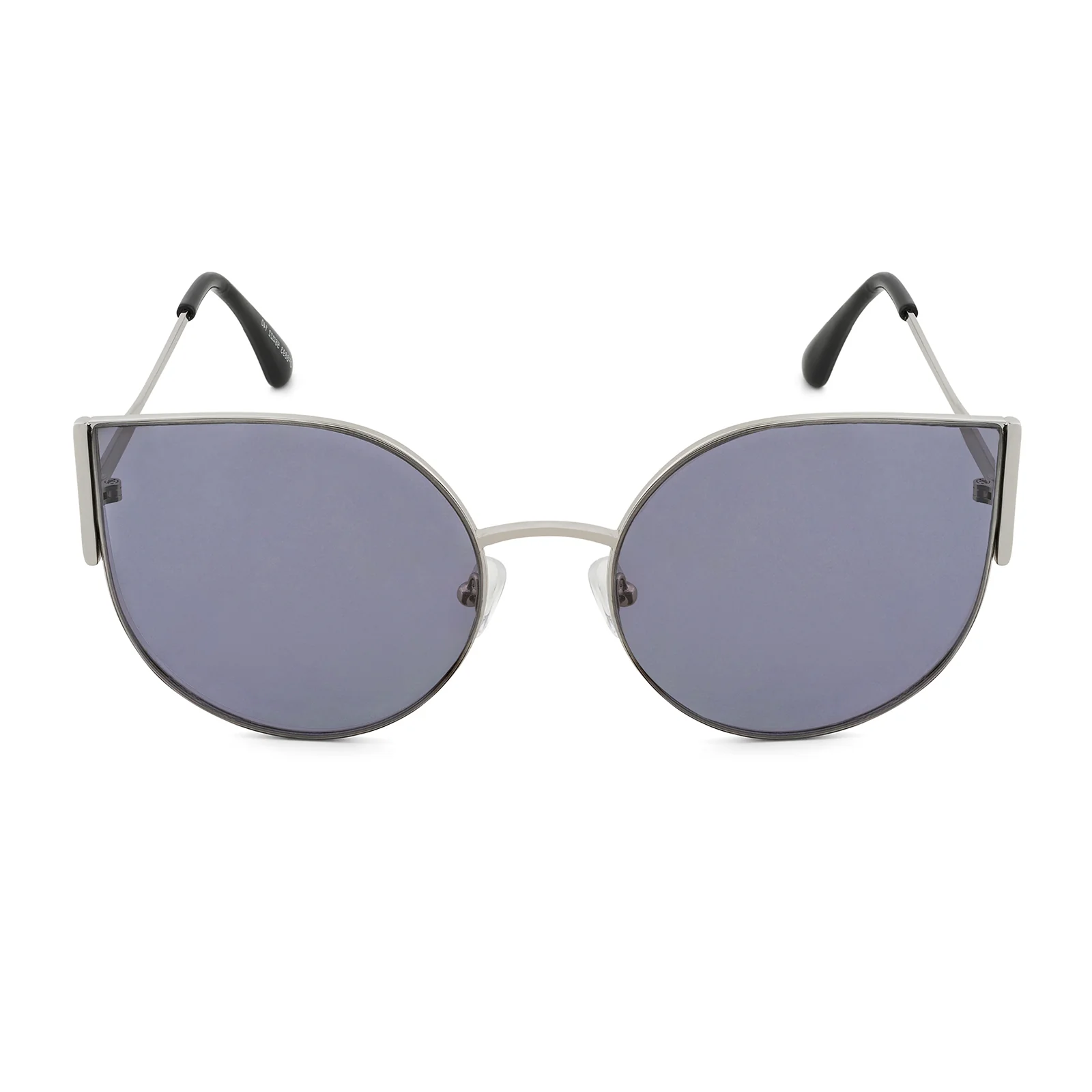 Vixen Round Cateye Sunglasses With Silver Frames And Black And Grey Lenses - Image 3