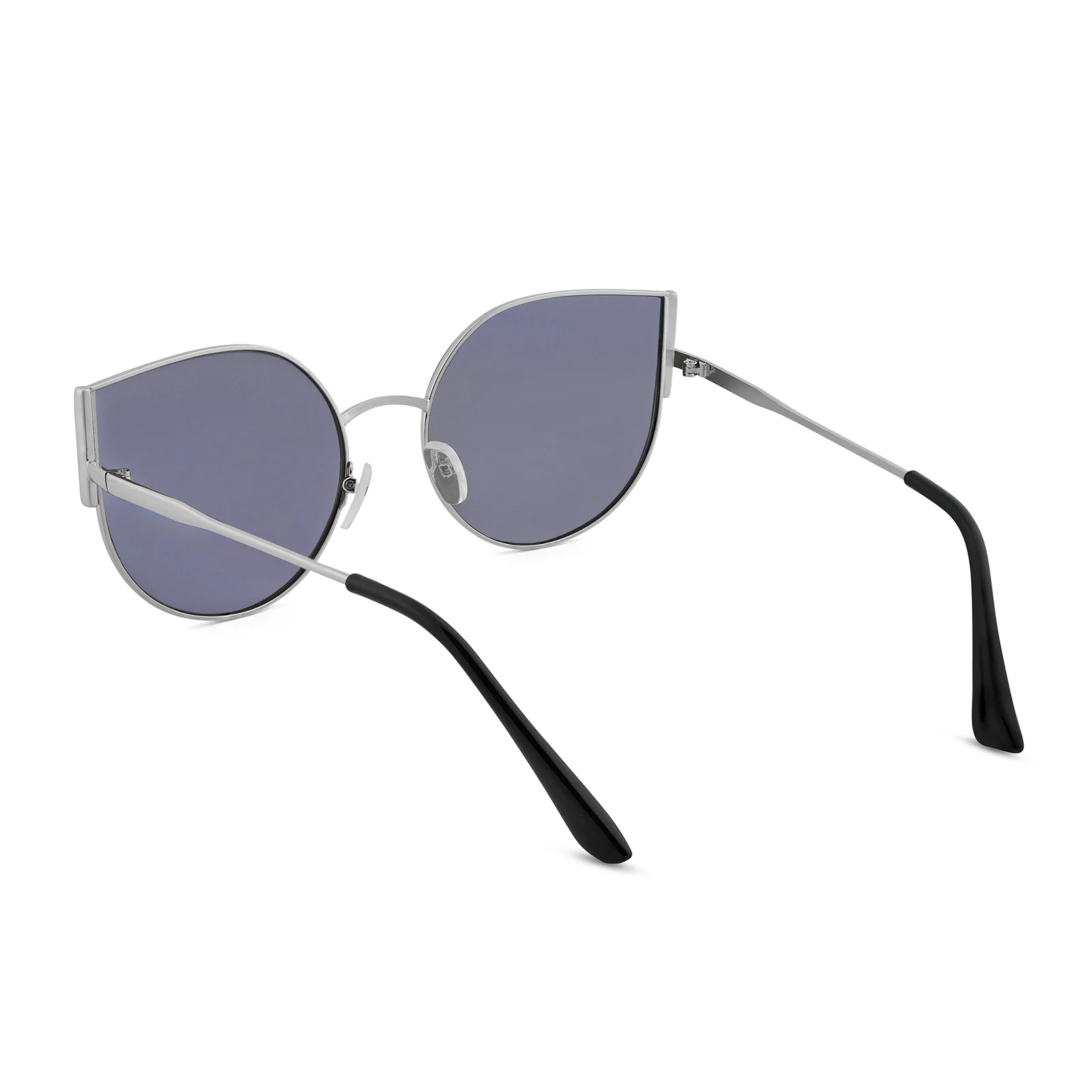 Vixen Round Cateye Sunglasses With Silver Frames And Black And Grey Lenses - Image 6
