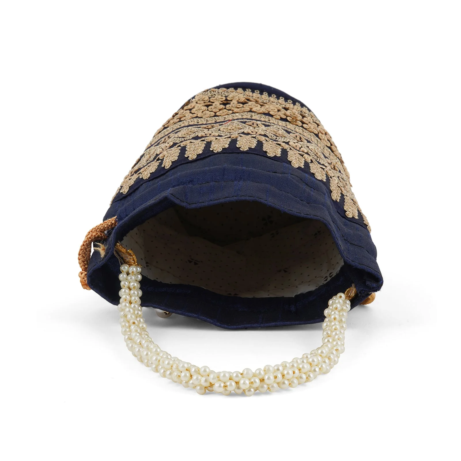 Wedding Bells Blue Embroidered Potli Bag - Image 7