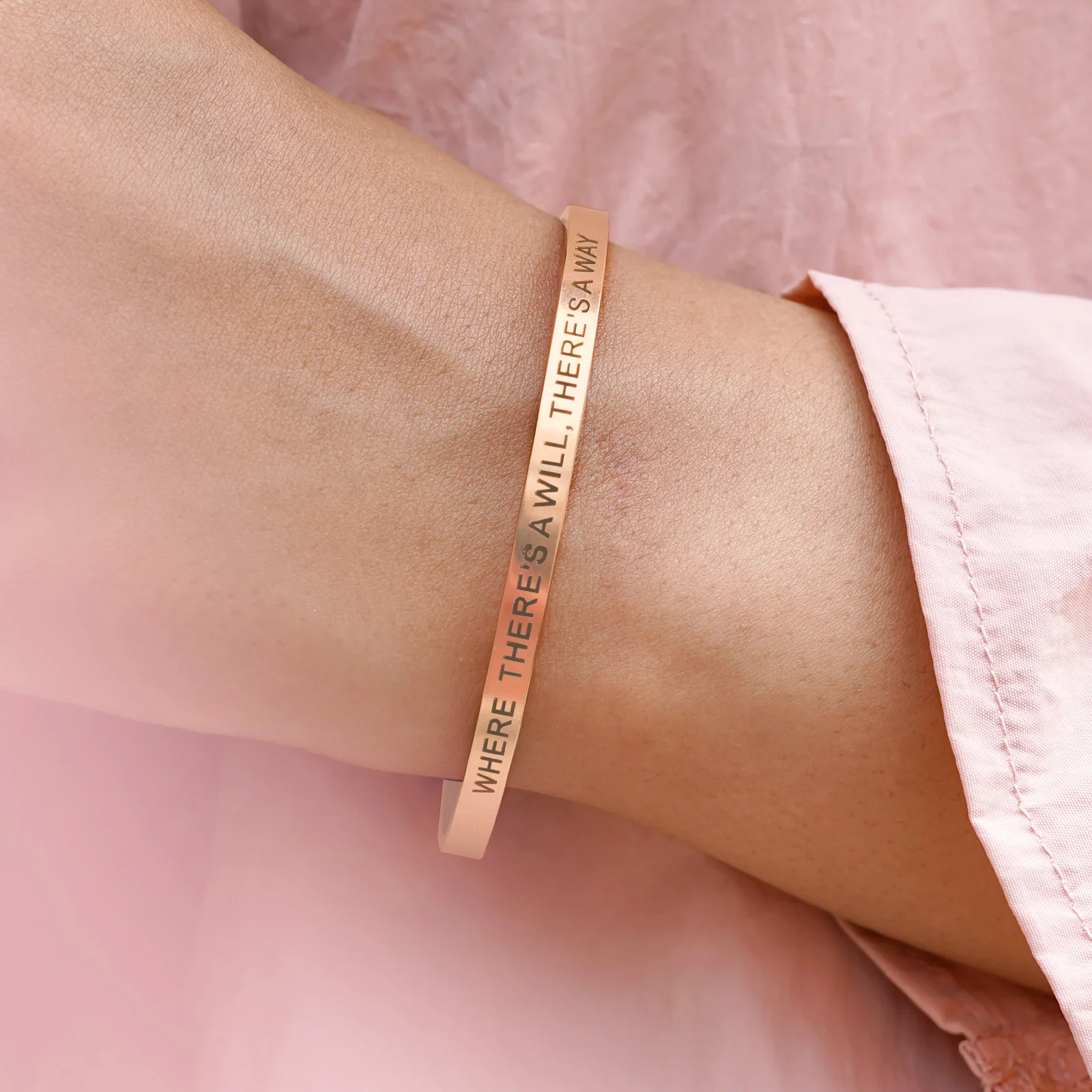 Where There's A Will, There's A Way Rose Gold Mantra Band - Image 2