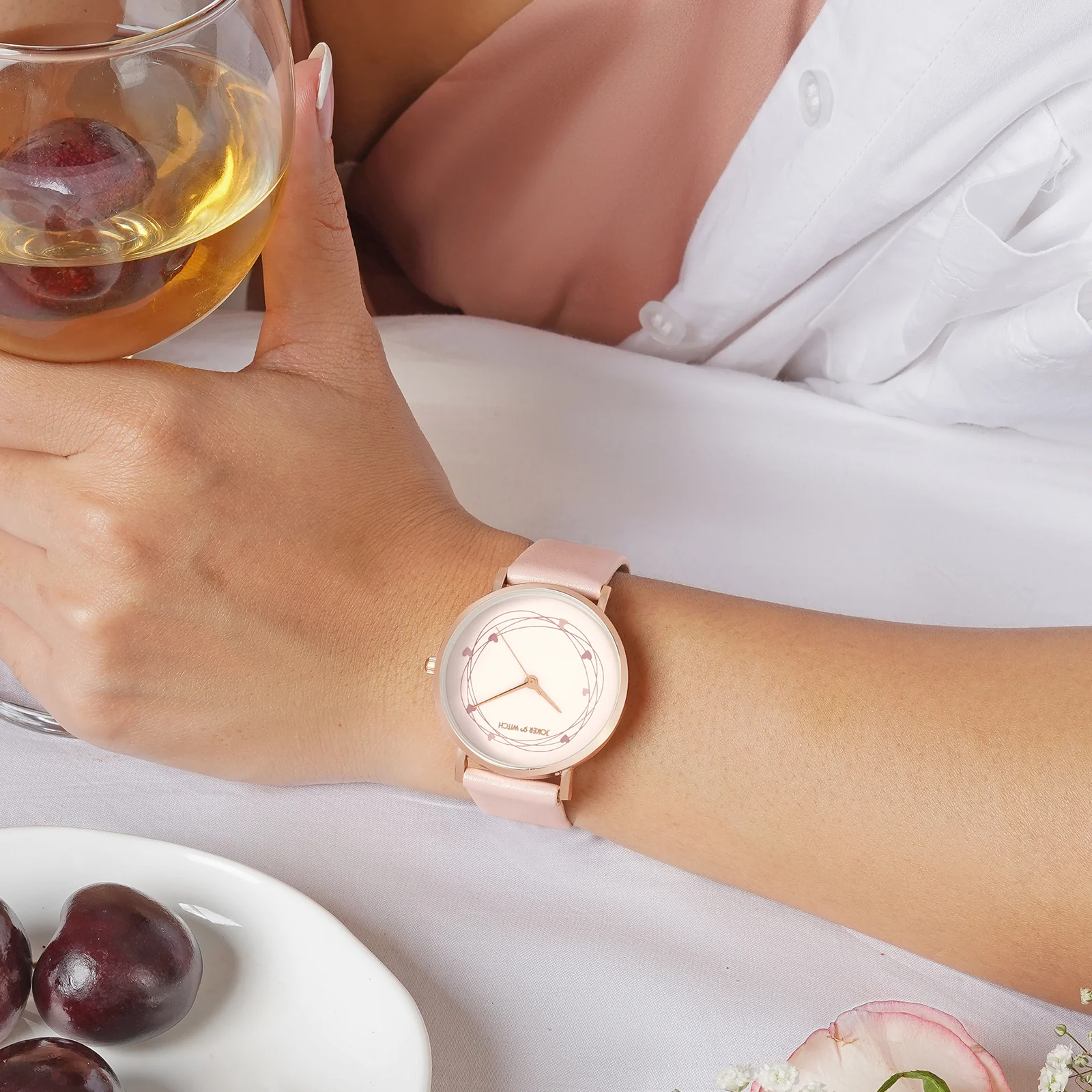 Printed Whisper White Medium Dial Pink PU Strap Women's Watch - Image 2