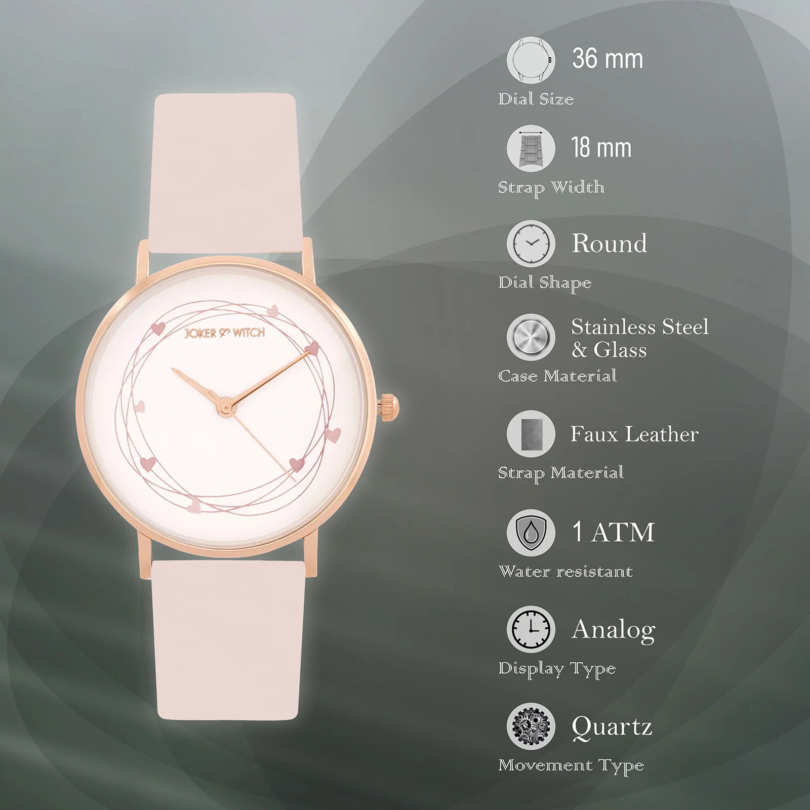 Printed Whisper White Medium Dial Pink PU Strap Women's Watch - Image 7