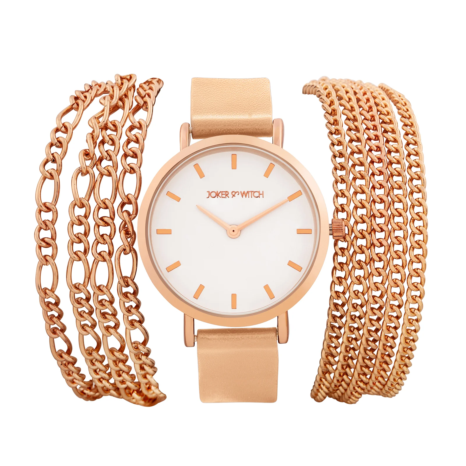 Winona White Medium Dial Beige PU-Chain Wrap Around Strap Women's Watch - Image 3