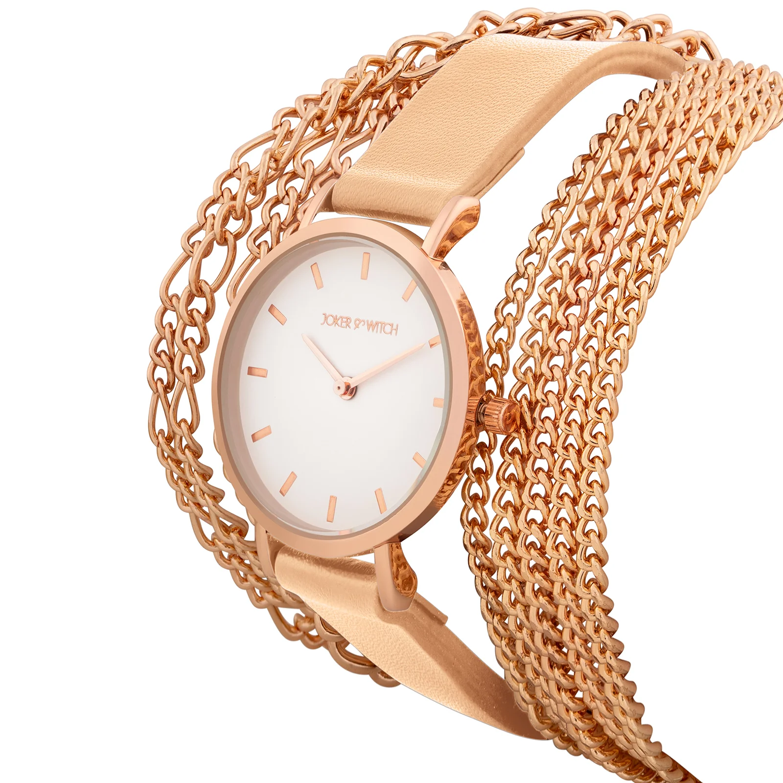 Winona White Medium Dial Beige PU-Chain Wrap Around Strap Women's Watch - Image 4