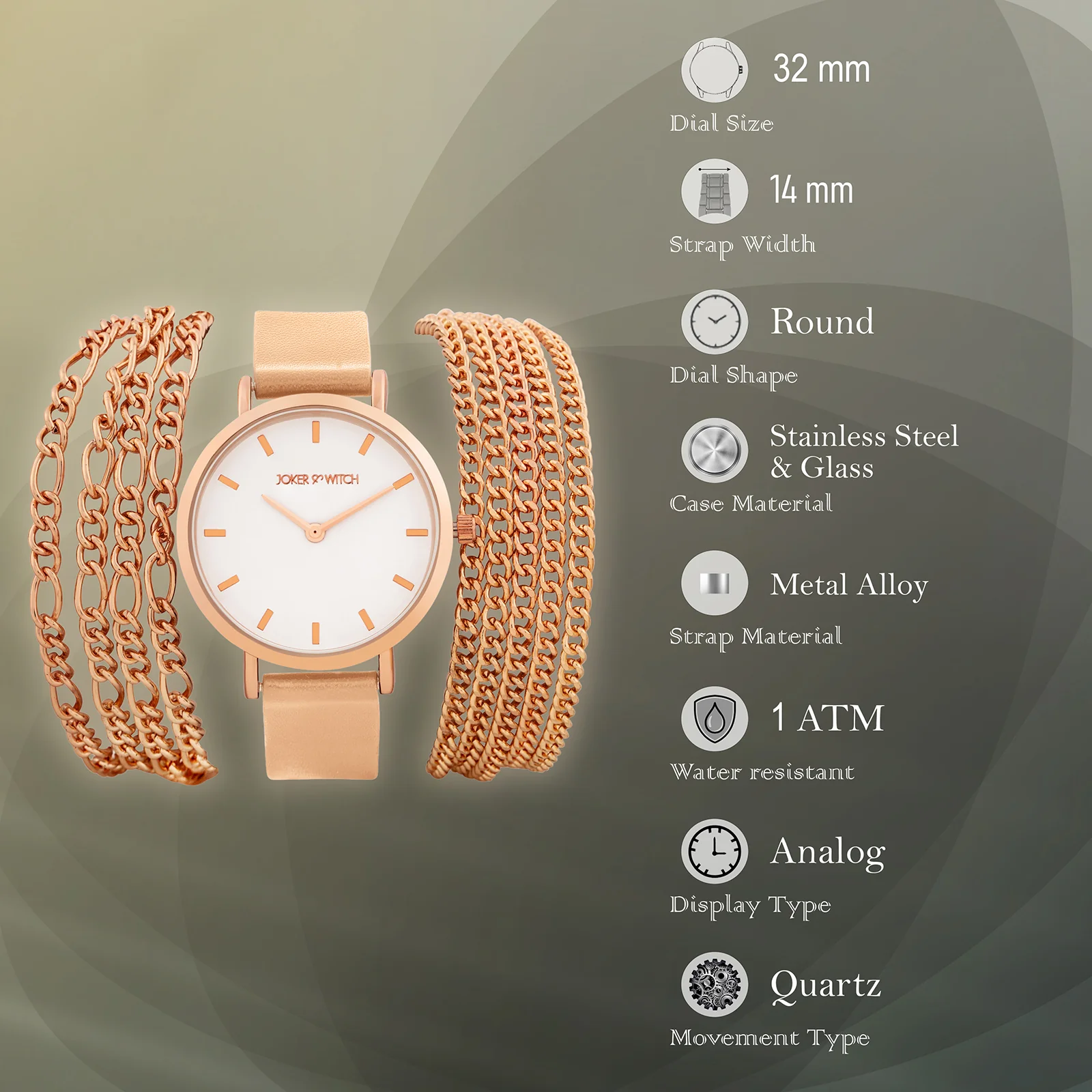 Winona White Medium Dial Beige PU-Chain Wrap Around Strap Women's Watch - Image 7