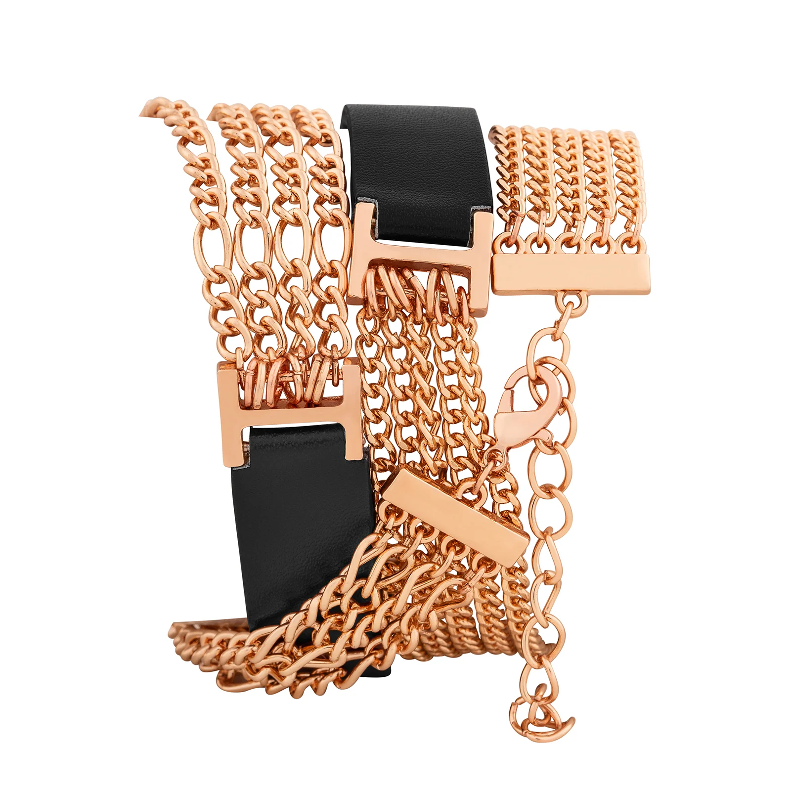 Winona White Medium Dial Black PU-Chain Wrap Around Strap Women's Watch - Image 5