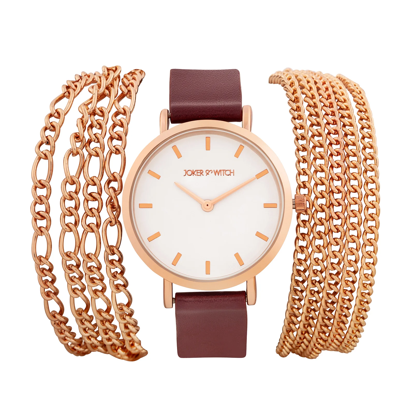 Winona White Medium Dial Maroon PU-Chain Wrap Around Strap Women's Watch - Image 3