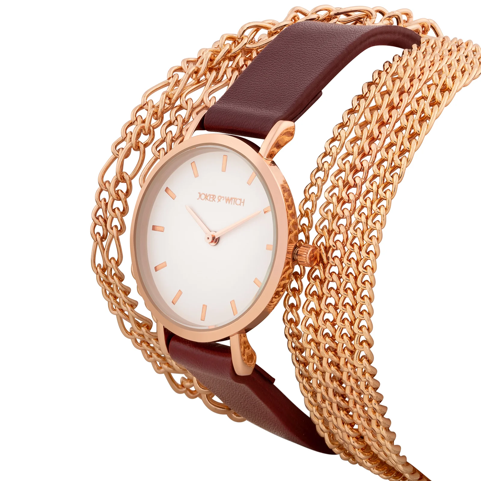 Winona White Medium Dial Maroon PU-Chain Wrap Around Strap Women's Watch - Image 4