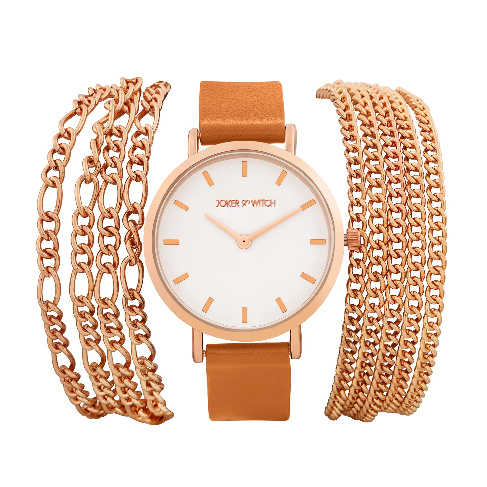 Winona White Medium Dial Brown PU-Chain Wrap Around Strap Women's Watch - Image 3