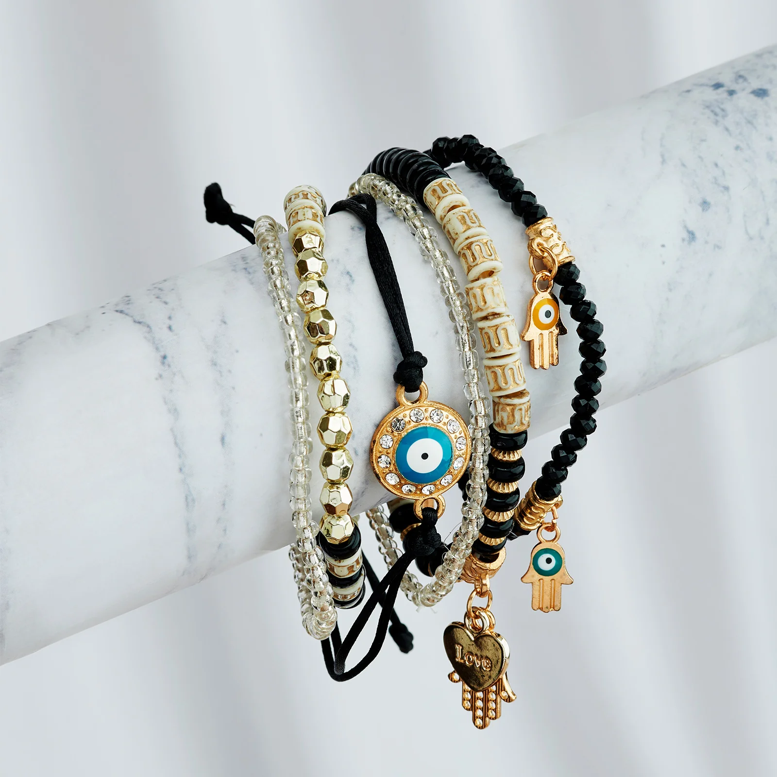 You're So Gorgeous Black And White Beaded Bracelet - Image 2