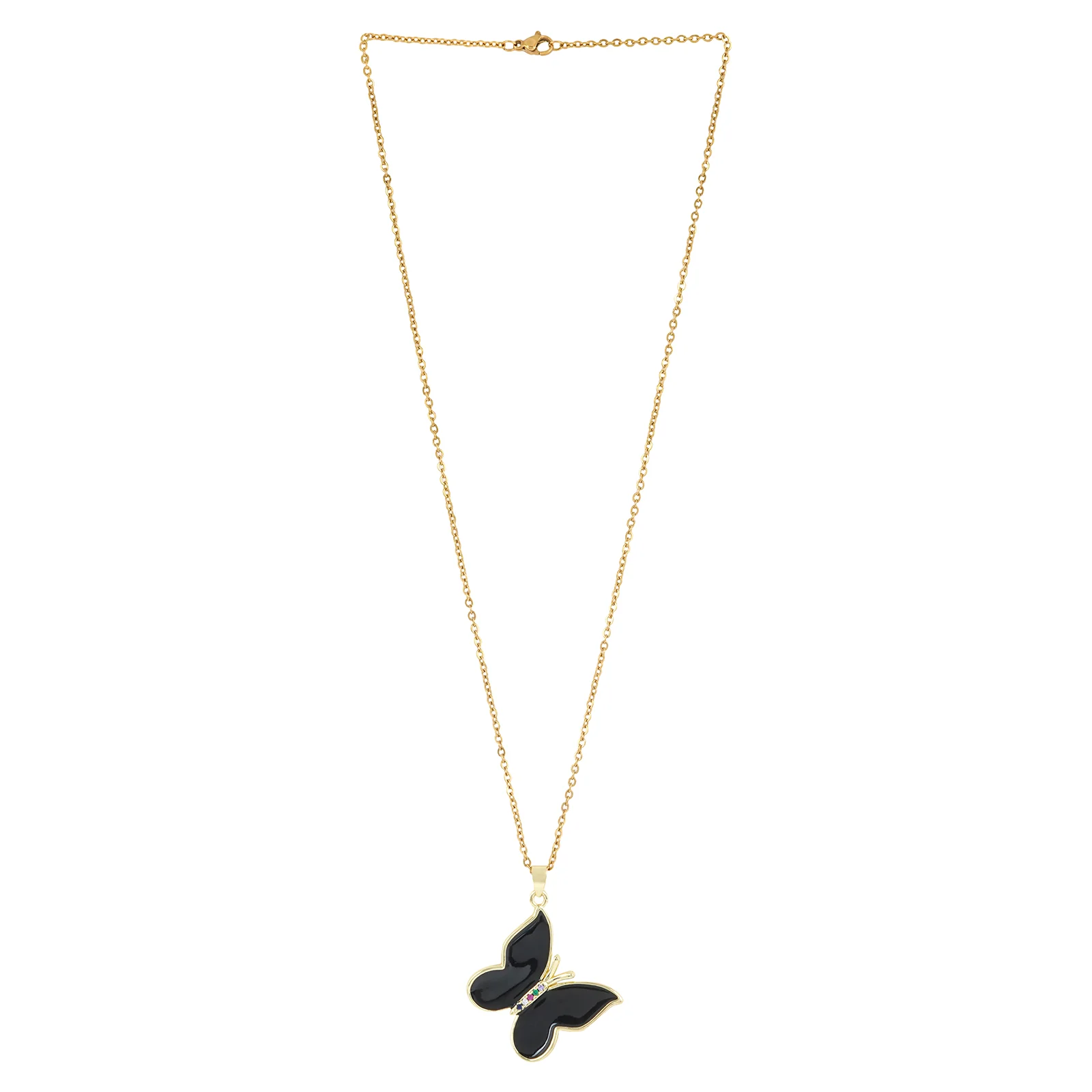 Zaria Black Butterfly Charm Necklace - Image 3