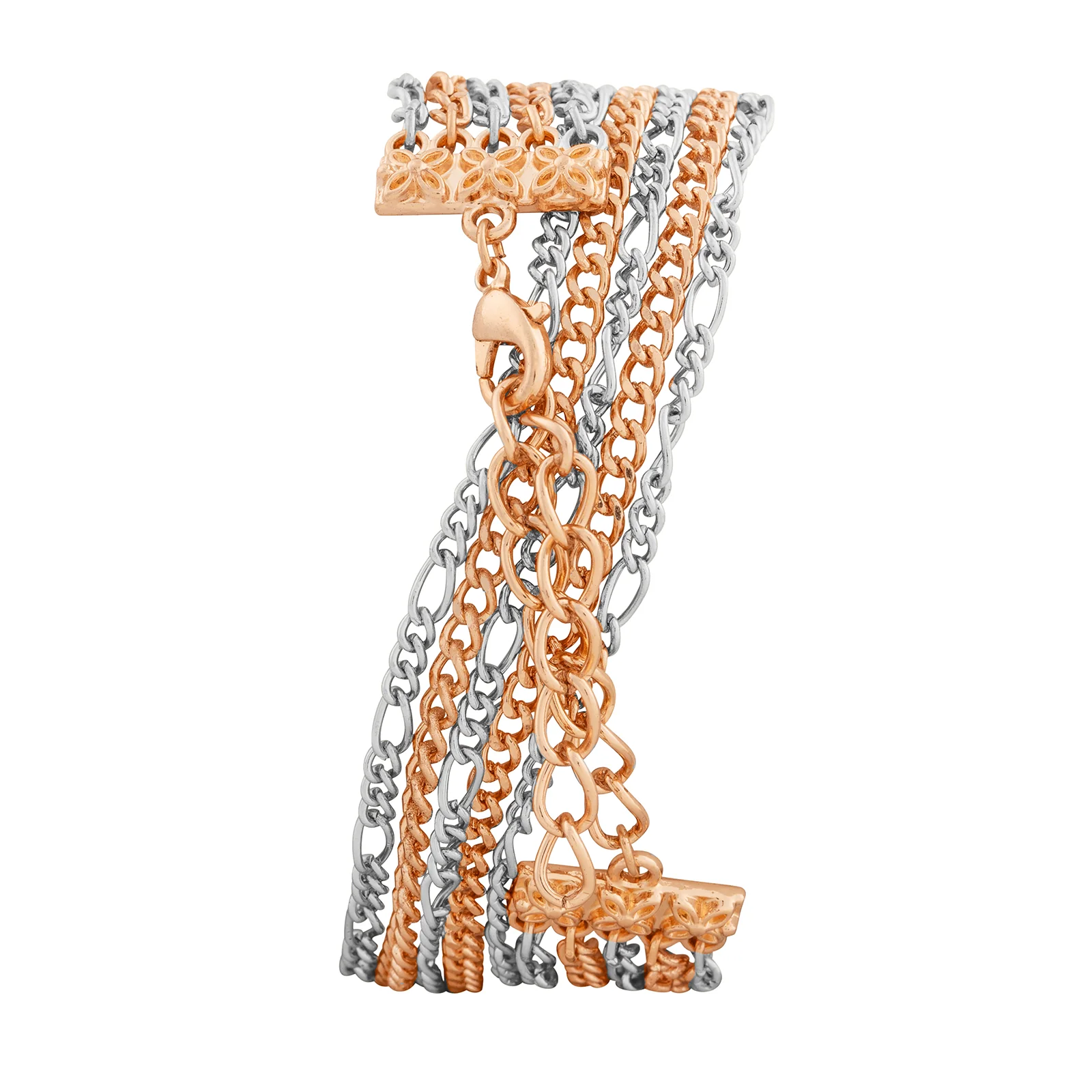 Zelda White Medium Dial Dual Tone Chain Wrap Around Strap Women's Watch - Image 5