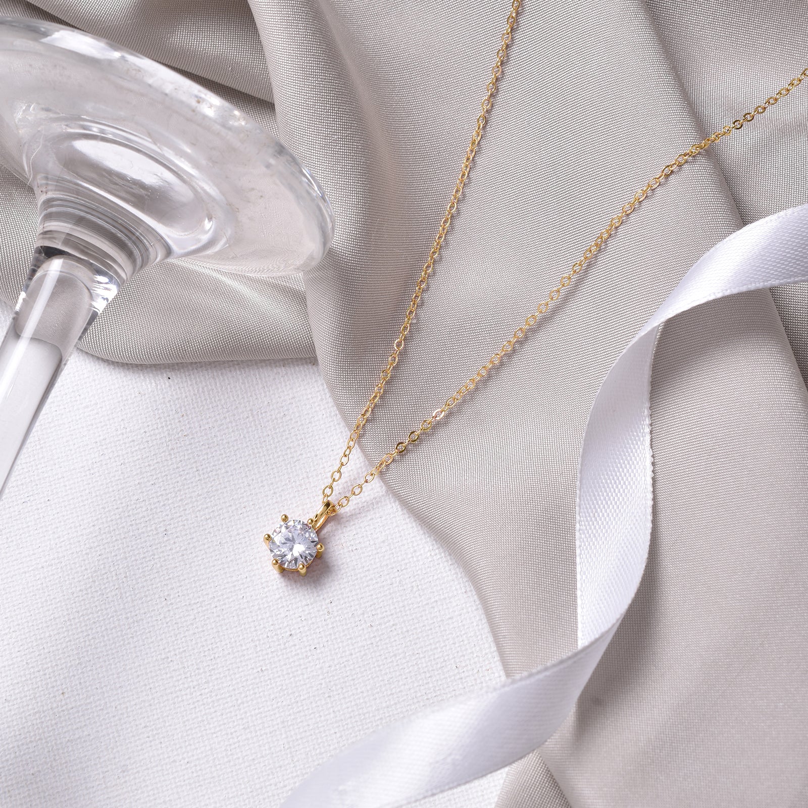 Zelda Gold Rhinestone Necklace - Image 2