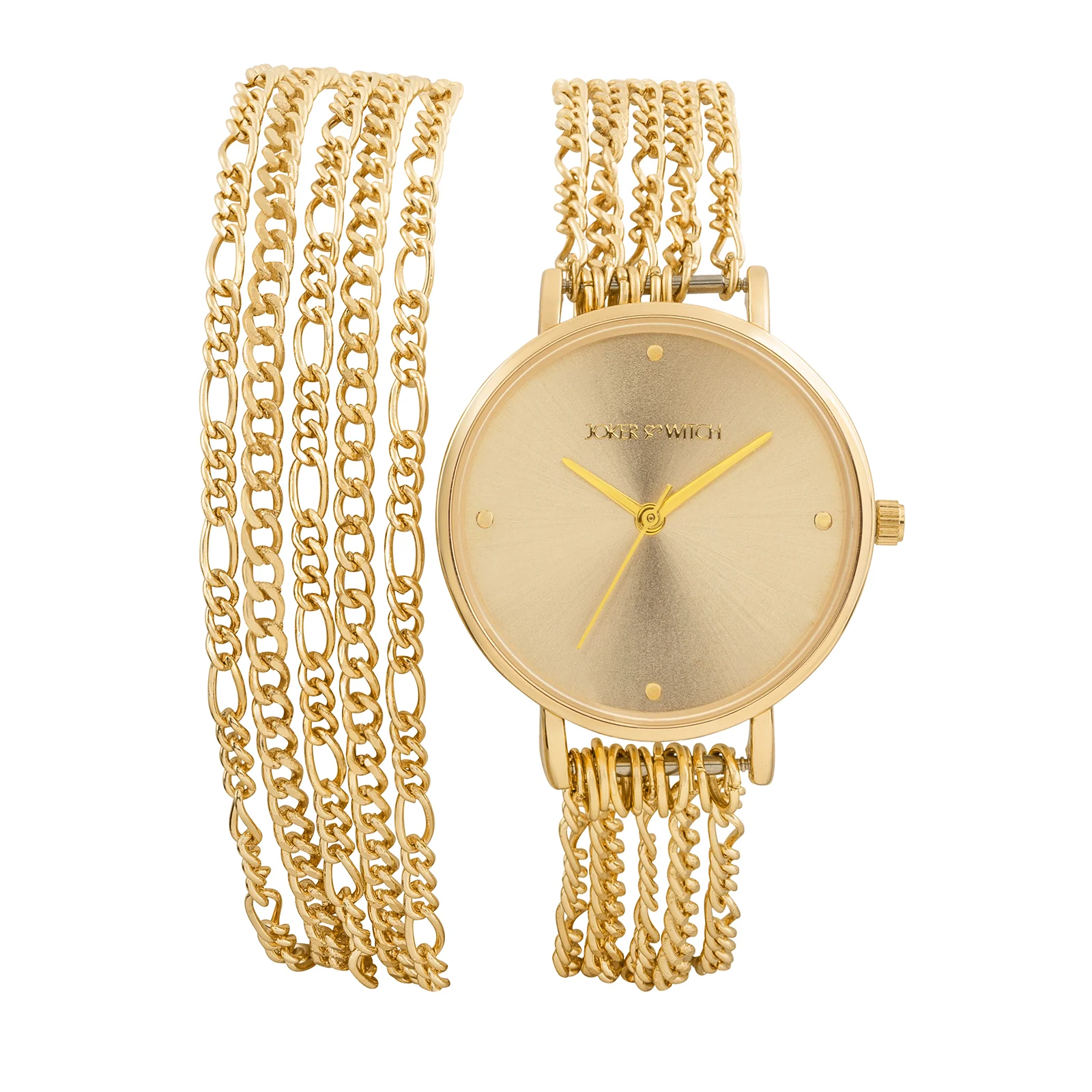 Zelda Gold Medium Dial Chain Wrap Around Strap Women's Watch - Image 3