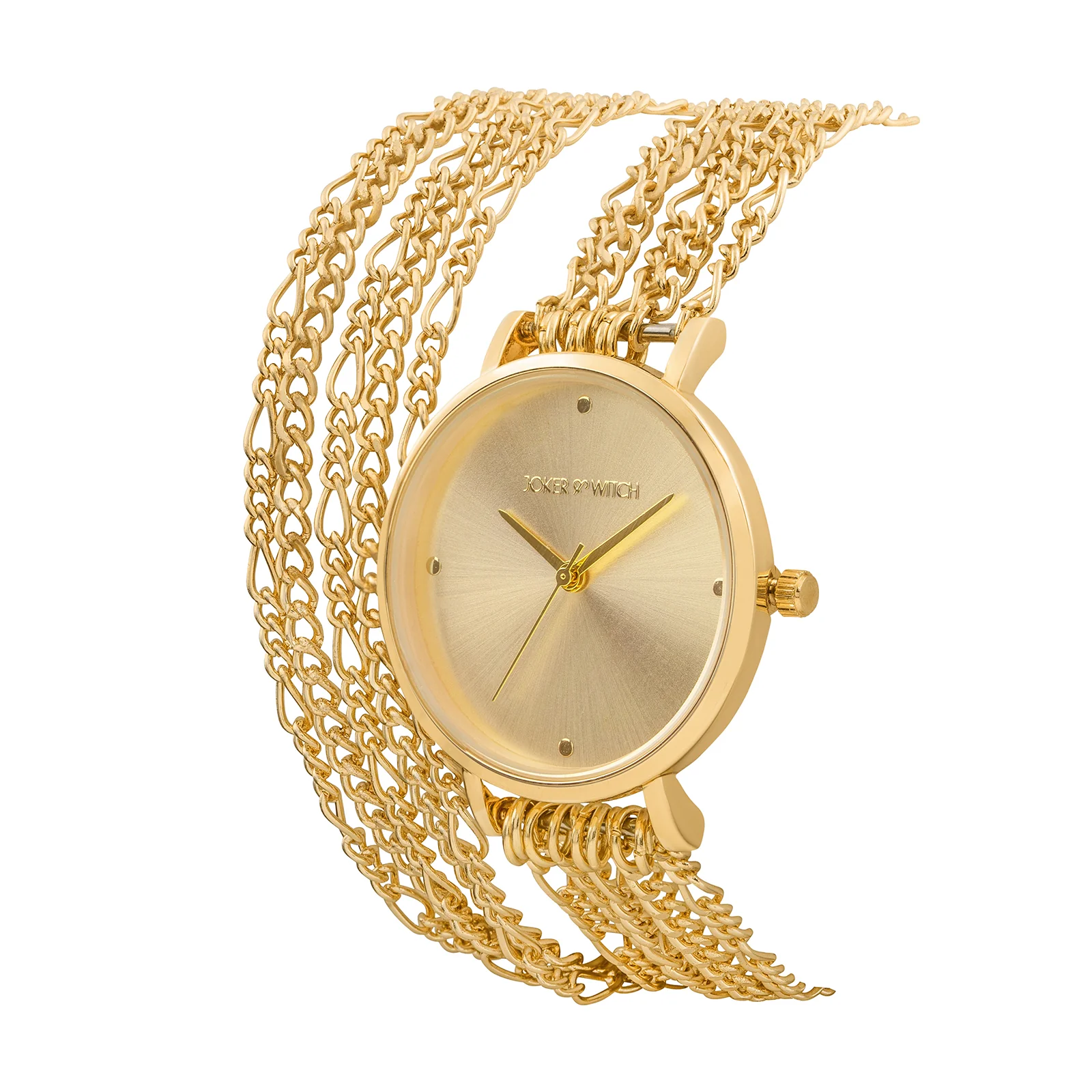 Zelda Gold Medium Dial Chain Wrap Around Strap Women's Watch - Image 4