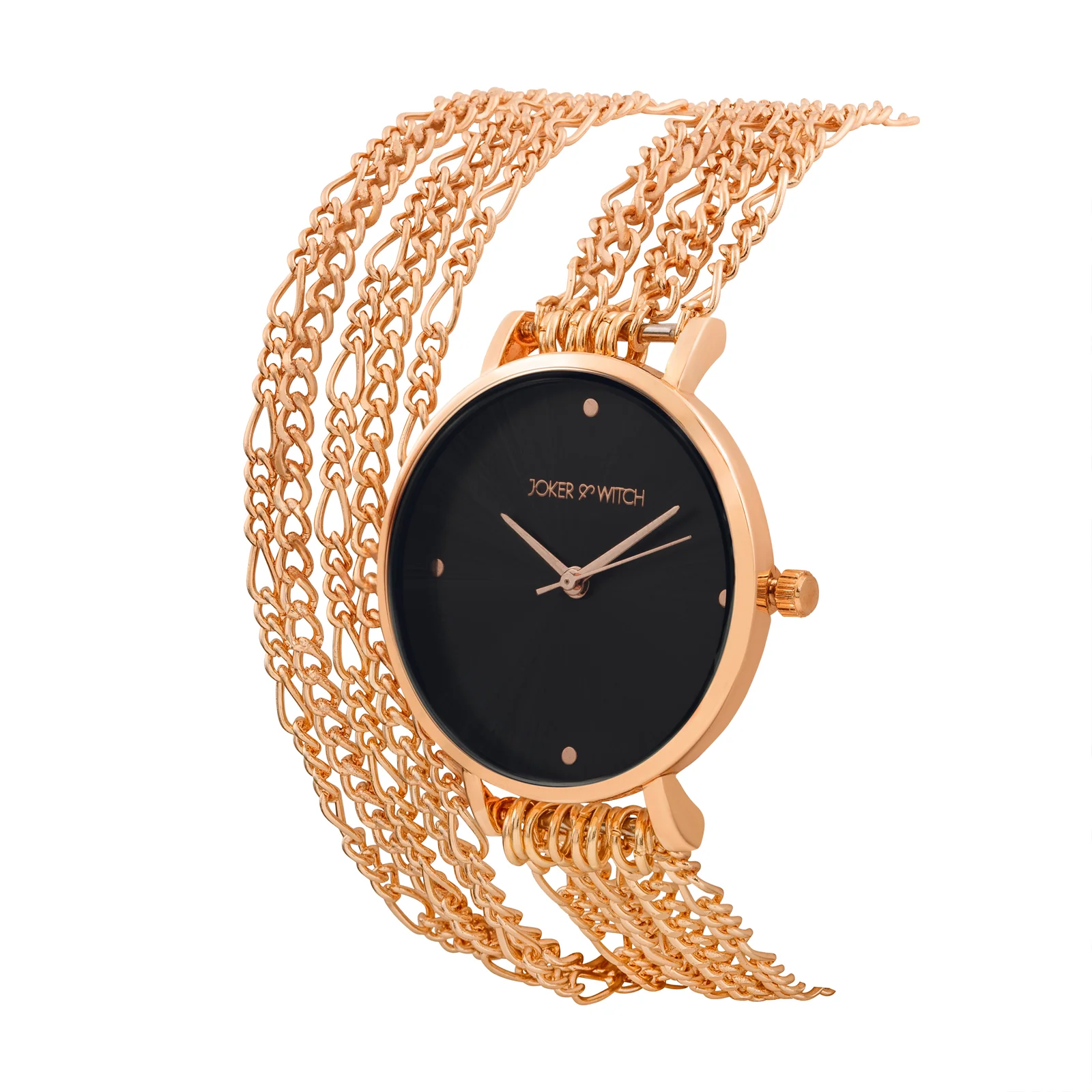 Zelda Black Medium Dial Rose Gold Chain Wrap Around Strap Women's Watch - Image 4