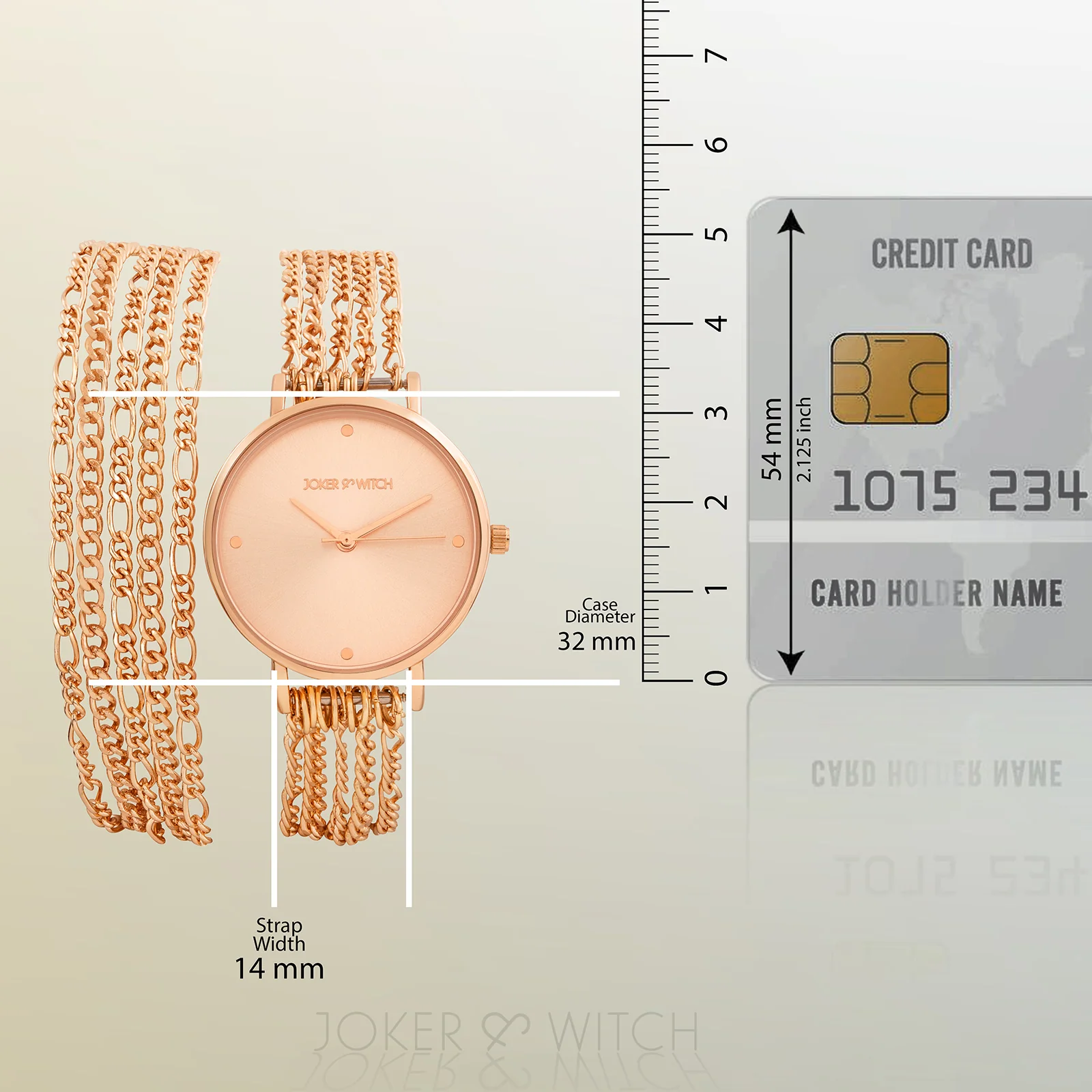 Zelda Rose Gold Medium Dial Chain Wrap Around Strap Women's Watch - Image 8