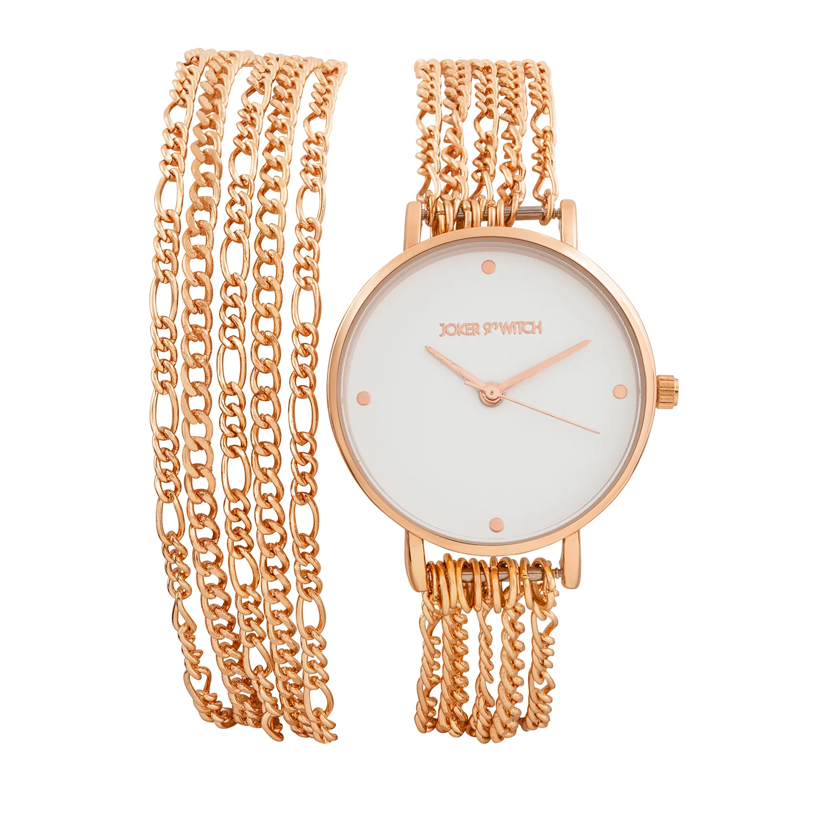 Zelda White Medium Dial Rose Gold Chain Wrap Around Strap Women's Watch - Image 3