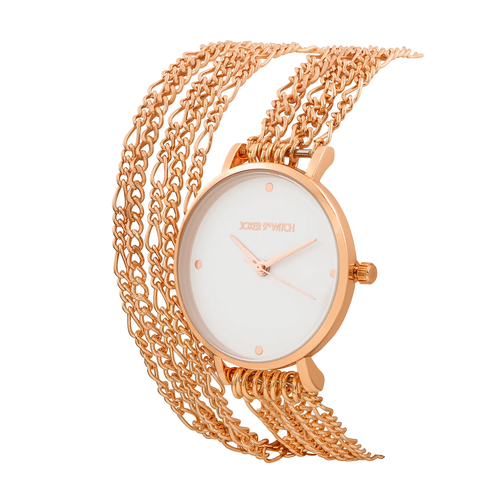 Zelda White Medium Dial Rose Gold Chain Wrap Around Strap Women's Watch - Image 4