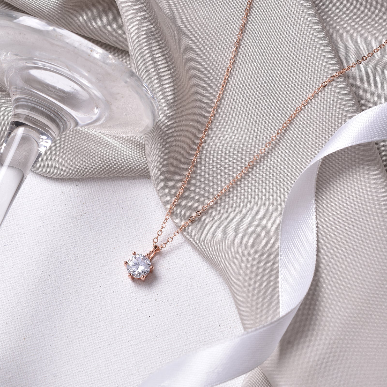 Zelda Rosegold Rhinestone Necklace - Image 2