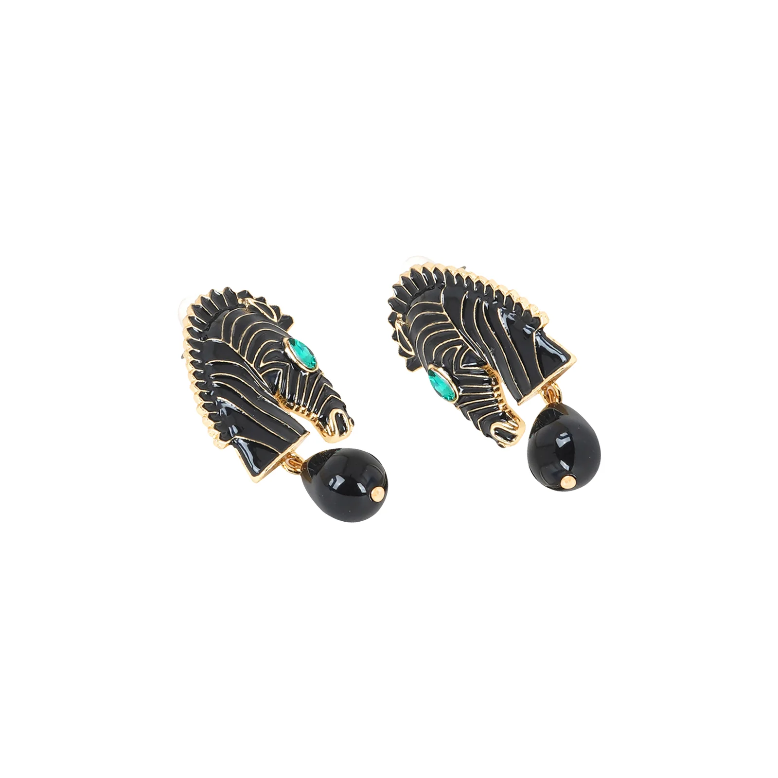 Zen Black And Gold Zebra Earrings - Image 4