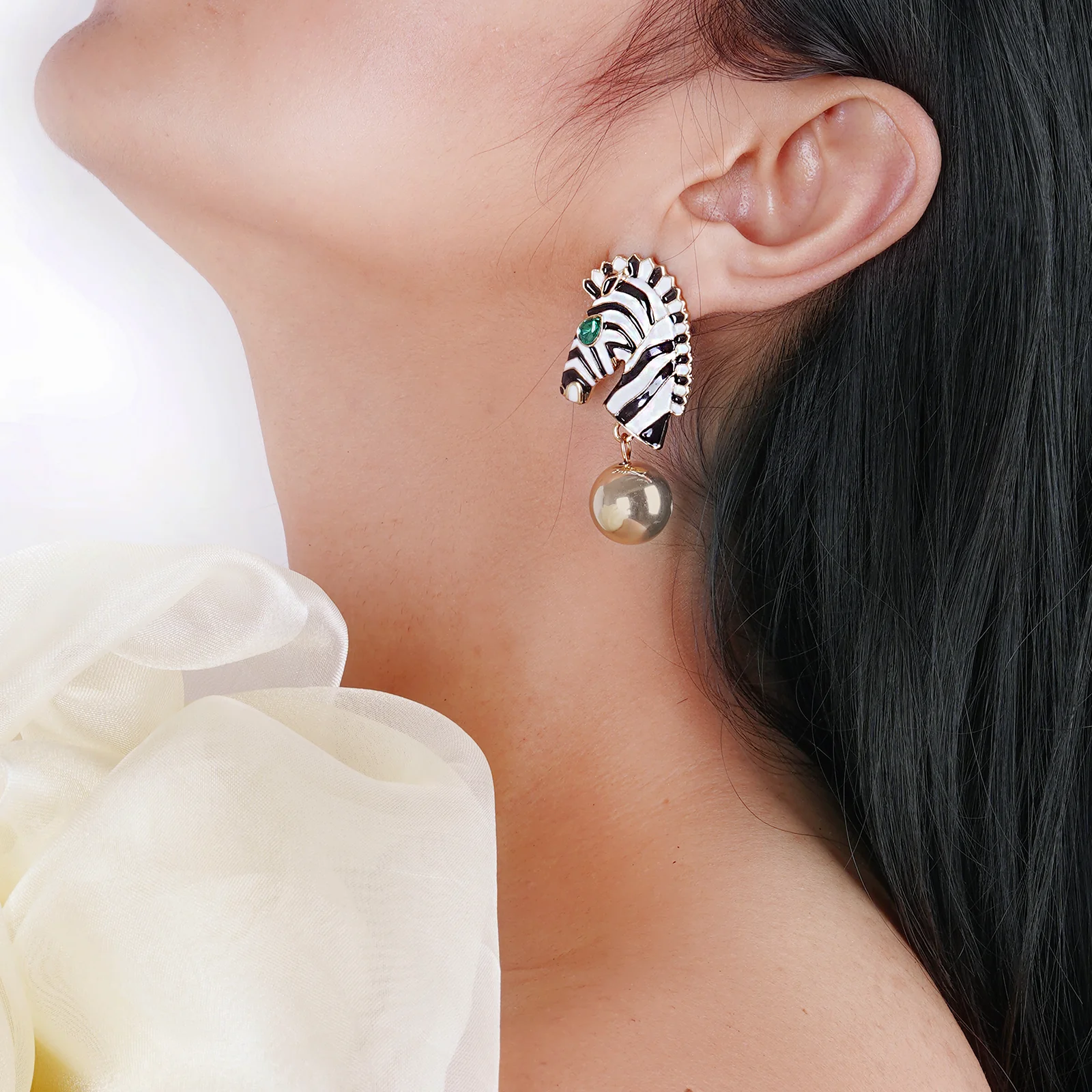 Zen Black And White Zebra Earrings - Image 2