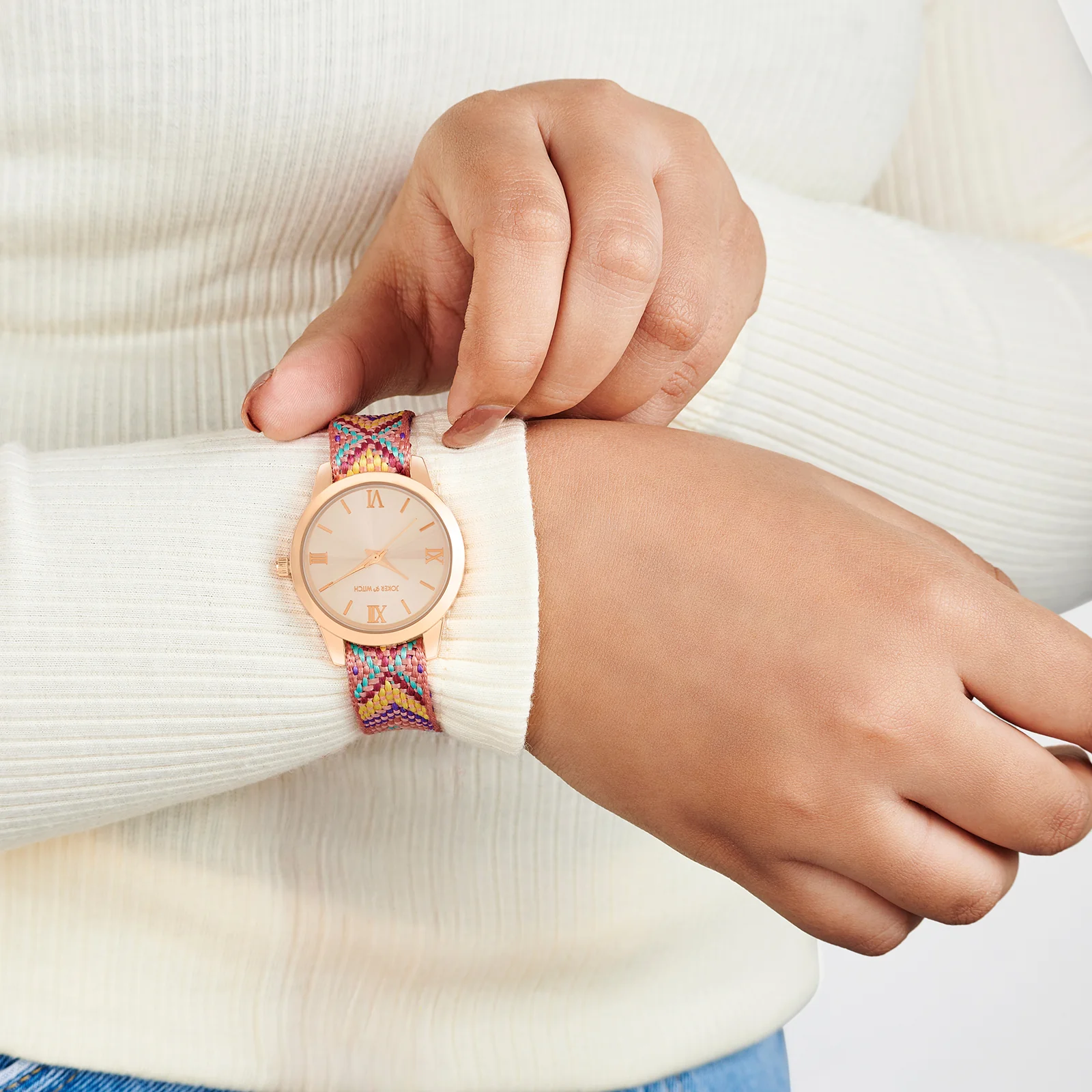 Zen Loom Rose Gold Medium Dial Pink Macrame Strap Women's Watch - Image 2