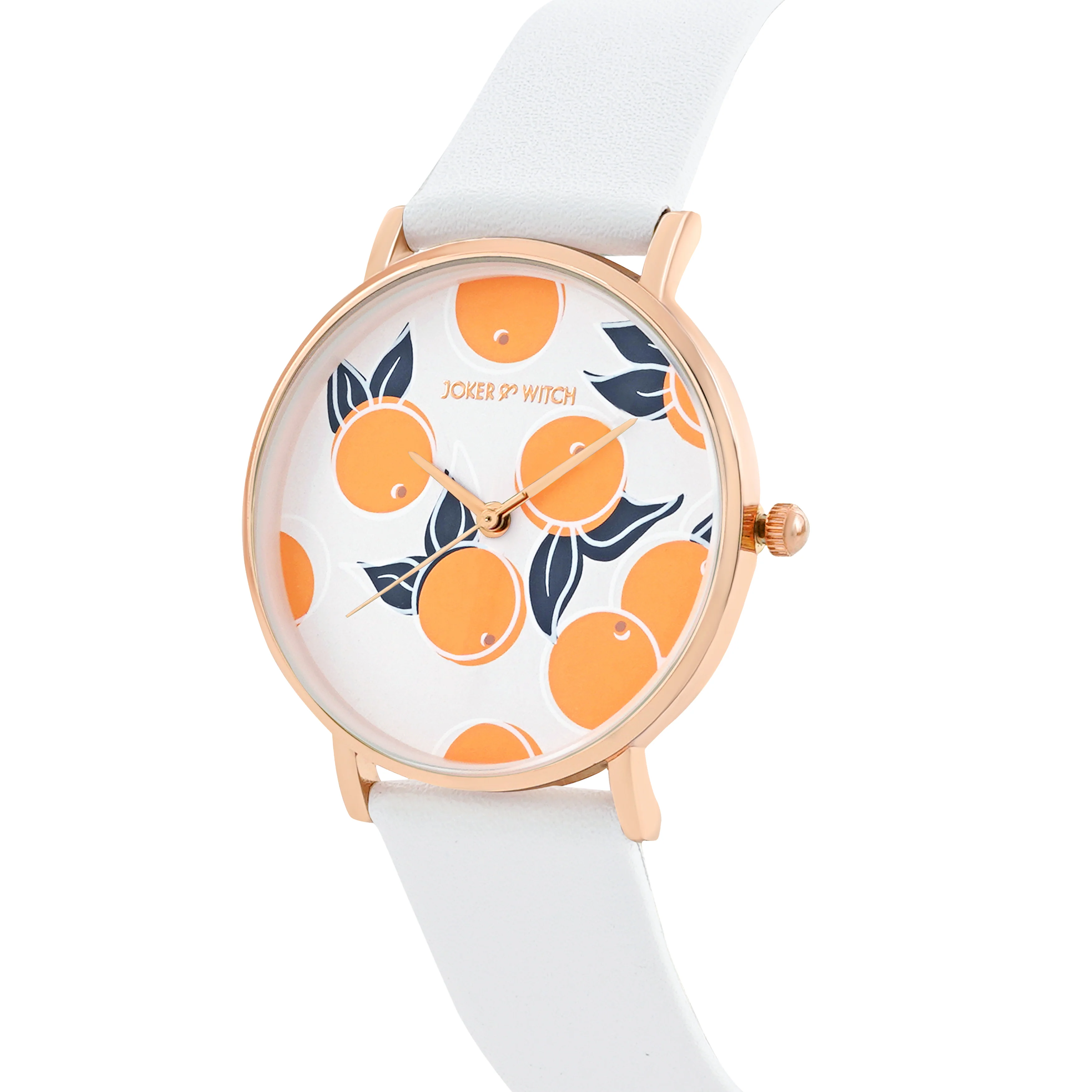 Printed Zesty Orange Medium Dial White PU Strap Women's Watch - Image 4