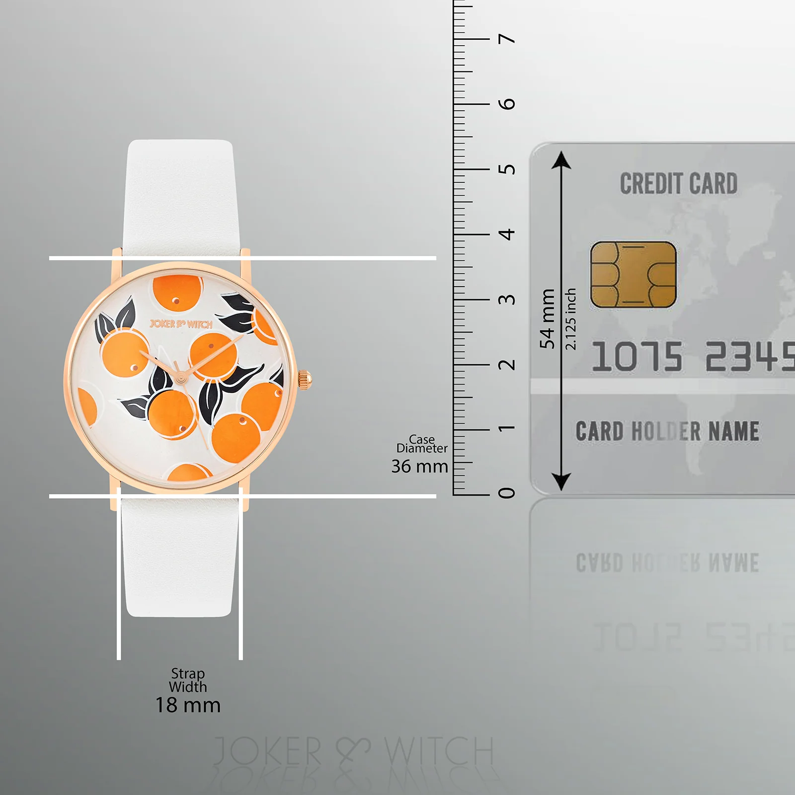 Printed Zesty Orange Medium Dial White PU Strap Women's Watch - Image 8