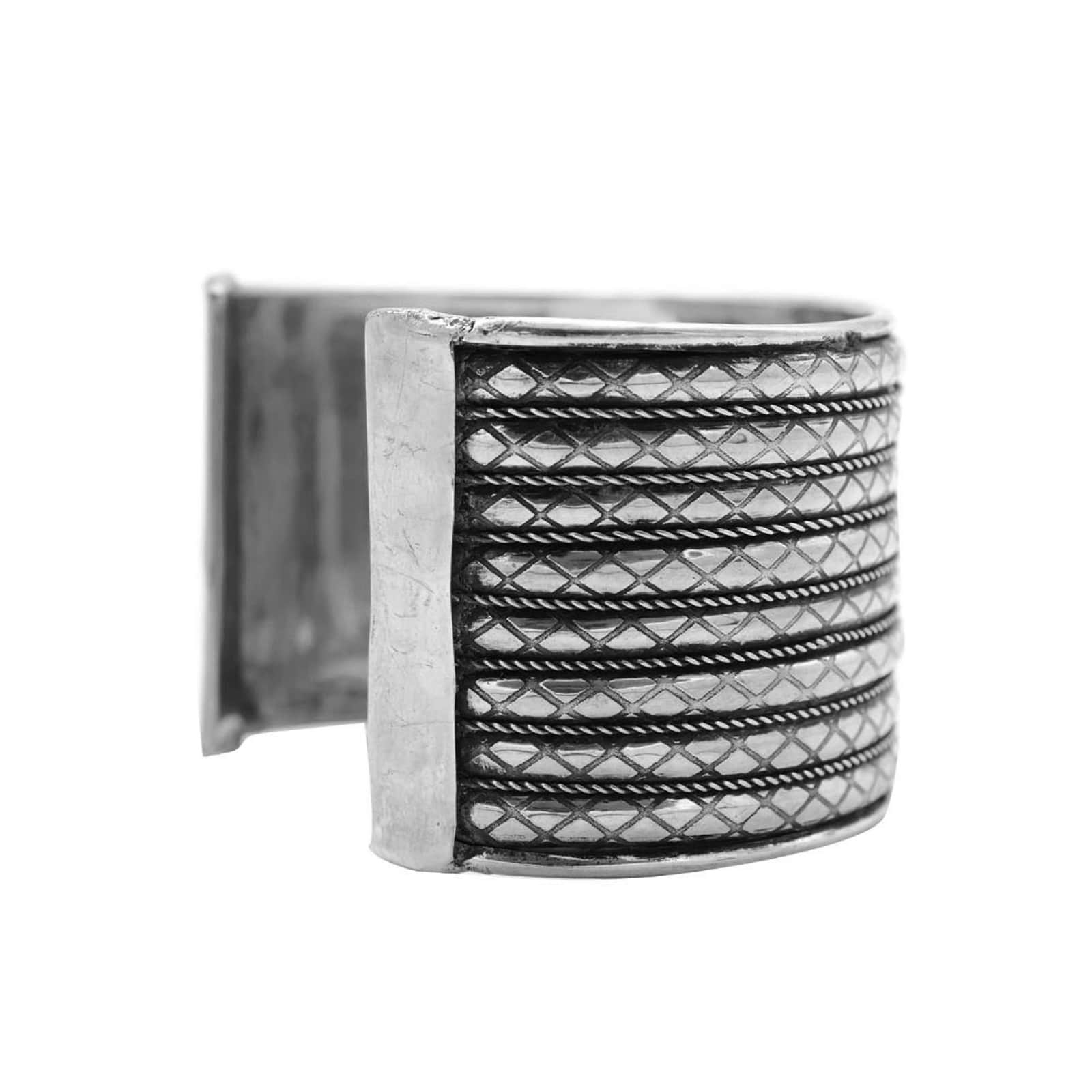 Zia Embossed Silver Oxidized Cuff - Image 4