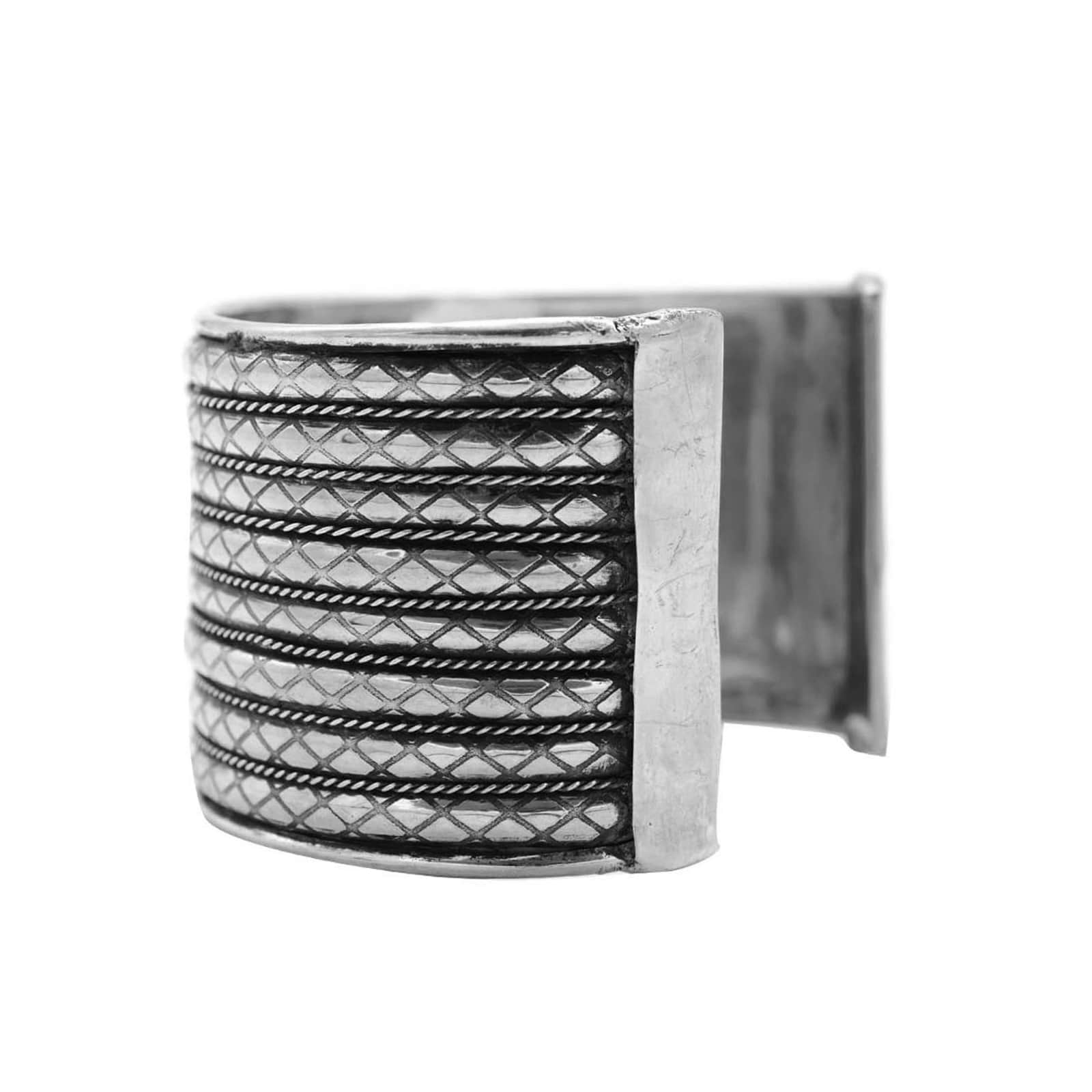 Zia Embossed Silver Oxidized Cuff - Image 5