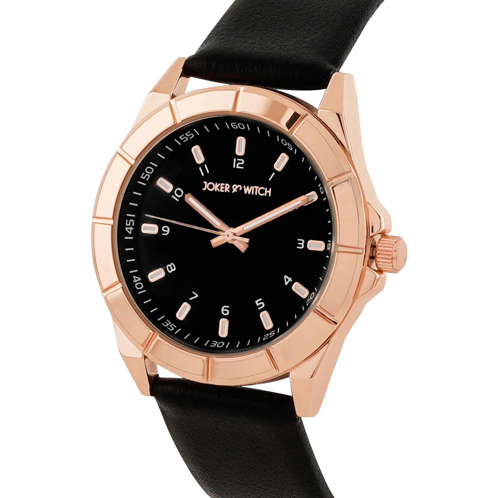 Zonda Rose Gold Black Large Dial PU Strap Men's Watch - Image 4